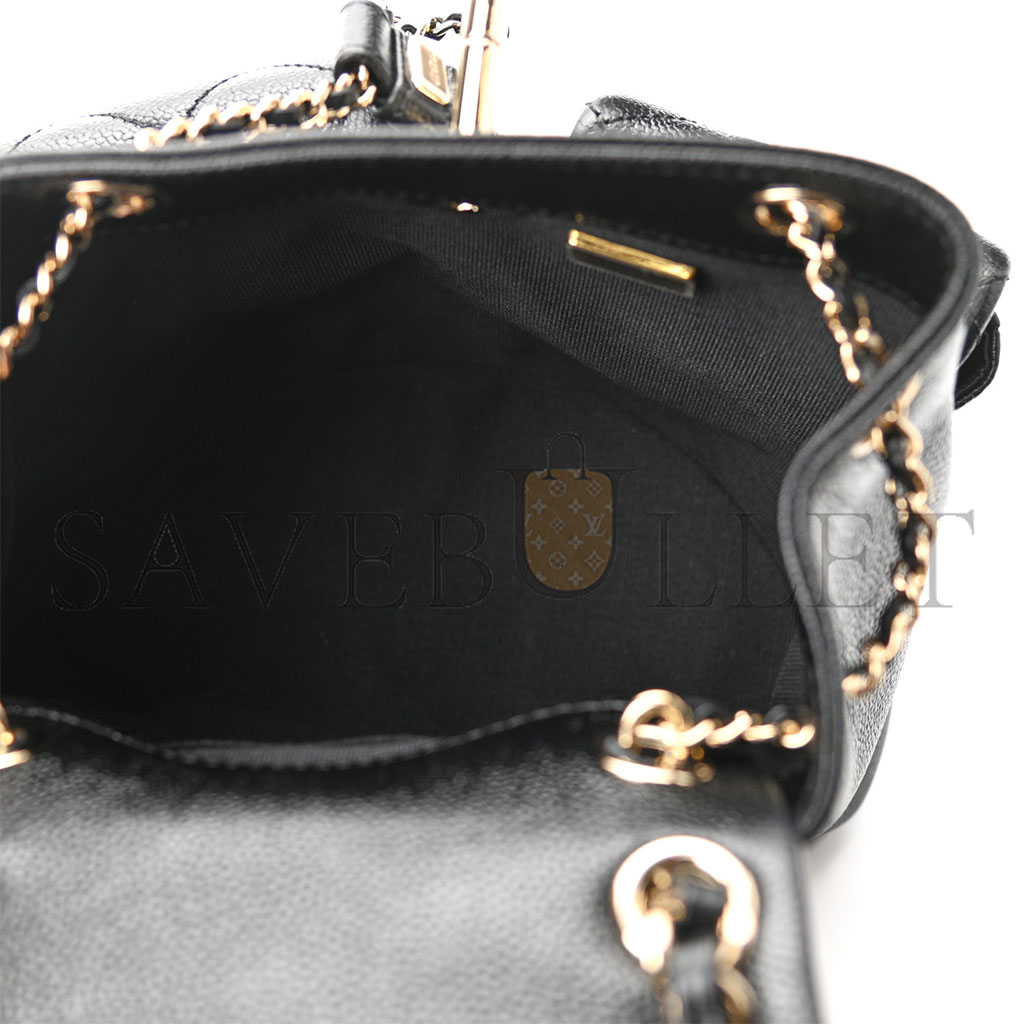 CHANEL SHINY CAVIAR QUILTED SMALL DUMA POCKETS DRAWSTRING BACKPACK BLACK AS3787 (17.5*16.5*10cm)